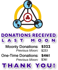 Donations Received Last Moon - Moonly Donations: $144 - One-Time Donations: $144